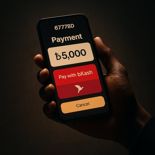 6777BD payment flow with bKash on phone